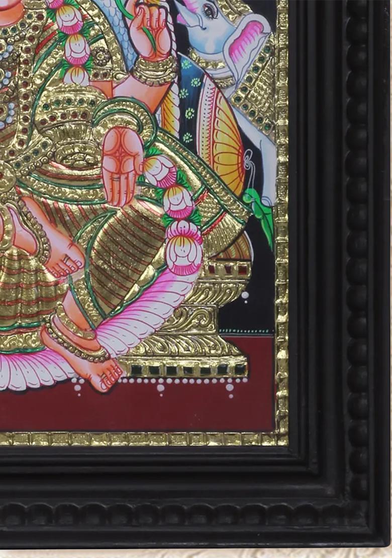 Goddess Gajalakshmi Tanjore Painting 24K Gold