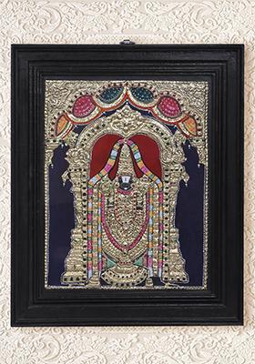 Lord Balaji Tanjore Painting 24K Gold