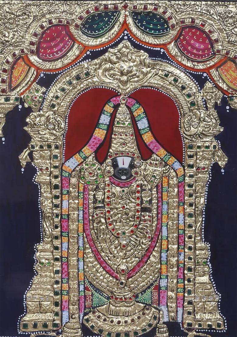 Lord Balaji Tanjore Painting 24K Gold