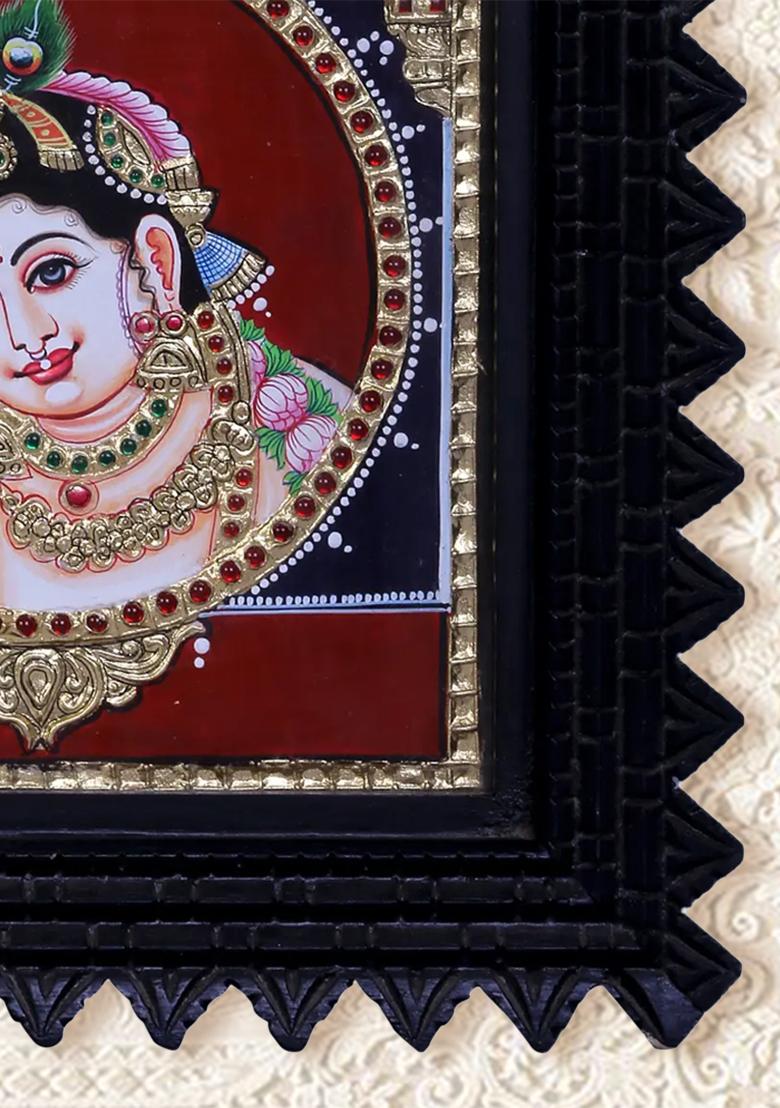 Lord Krishna Face Tanjore Painting 24K Gold