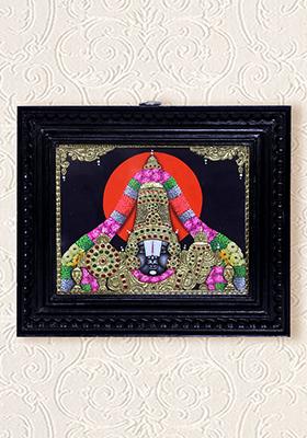 Lord Balaji Face Tanjore Painting 24K Gold