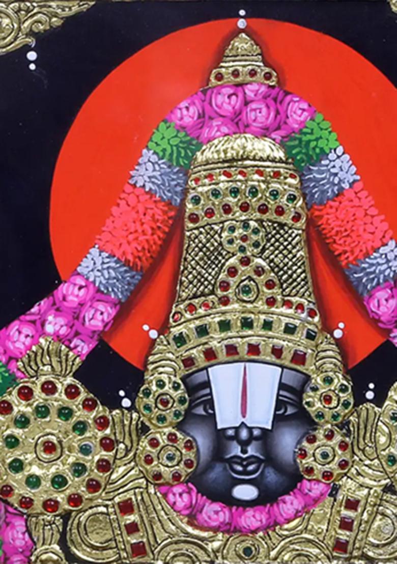 Lord Balaji Face Tanjore Painting 24K Gold