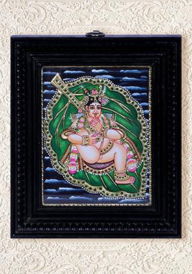 Vatapatrashayi Krishna Tanjore Painting 24K Gold