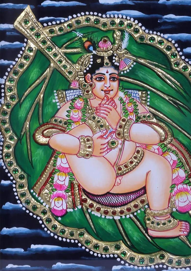 Vatapatrashayi Krishna Tanjore Painting 24K Gold