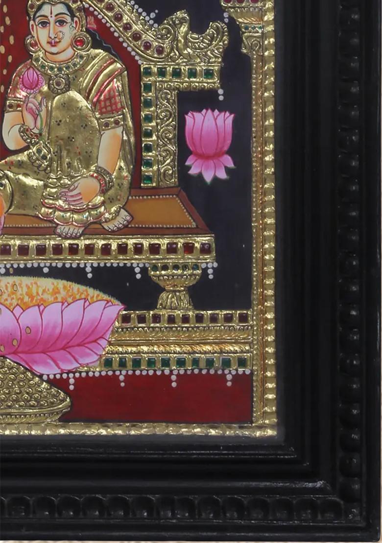 Lord Kubera Bhadra Goddess Lakshmi Tanjore Painting 24K Gold