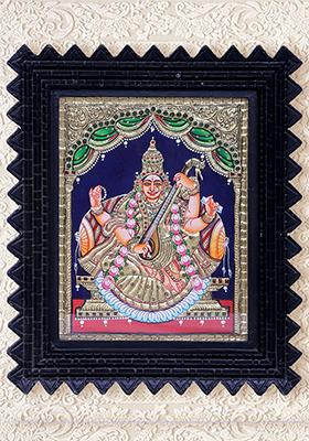 Goddess Saraswati Tanjore Painting