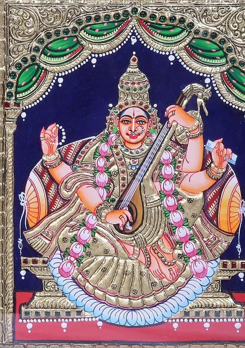 Goddess Saraswati Tanjore Painting