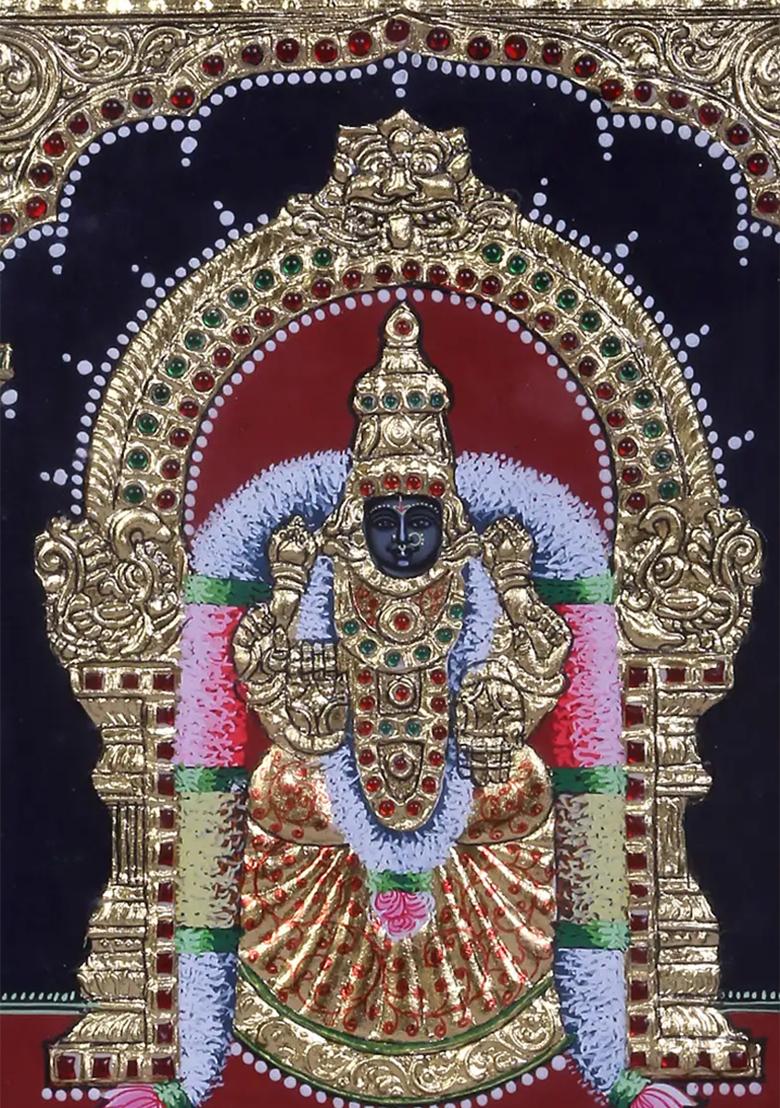 Handmade Goddess Padmavati Tanjore Painting With 24K Gold