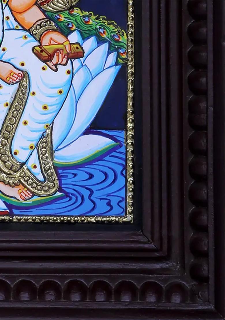 Goddess Saraswati Tanjore Painting 24K Gold