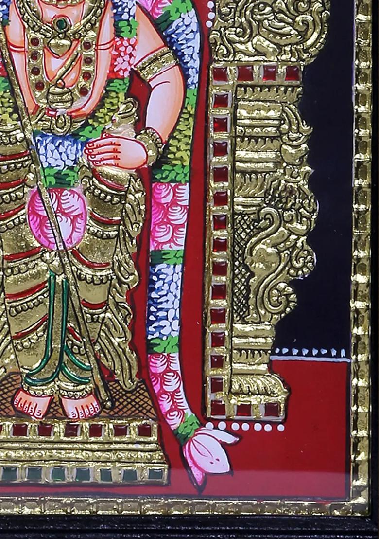 Standing Lord Karttikeya Tanjore Painting 24K Gold