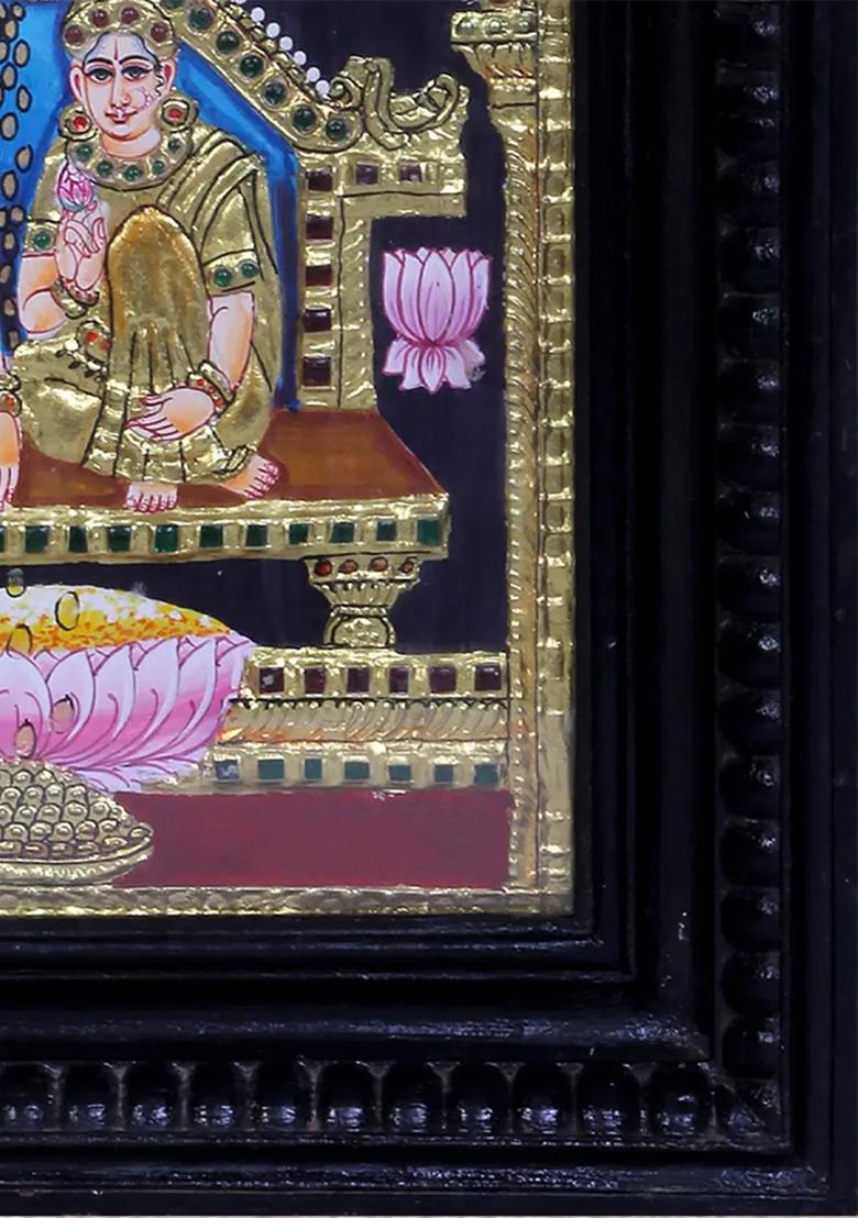 Lord Kubera Goddess Lakshmi Tanjore Painting 24K Gold
