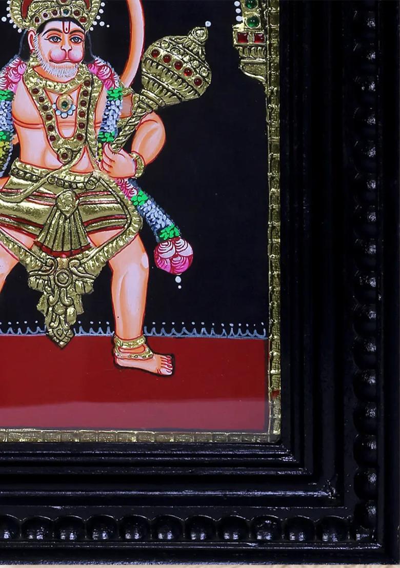Standing Hanuman Tanjore Painting 24K Gold