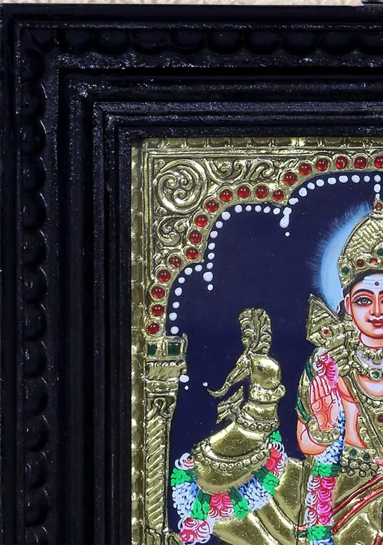 Lord Murugan Tanjore Painting 24K Gold