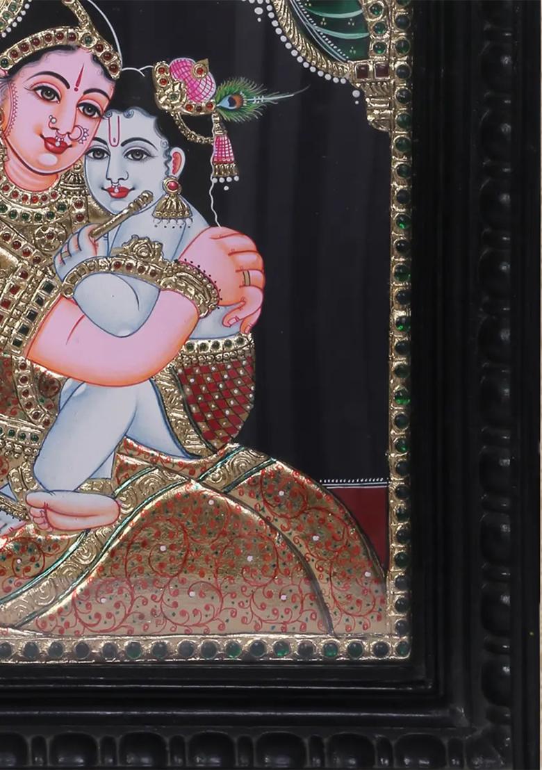Baby Krishna With Maa Yashoda Tanjore Painting 24K Gold