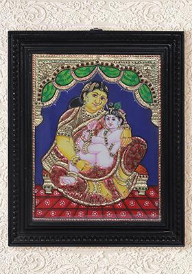 Baby Krishna With Maa Yashoda Tanjore Painting 24K Gold