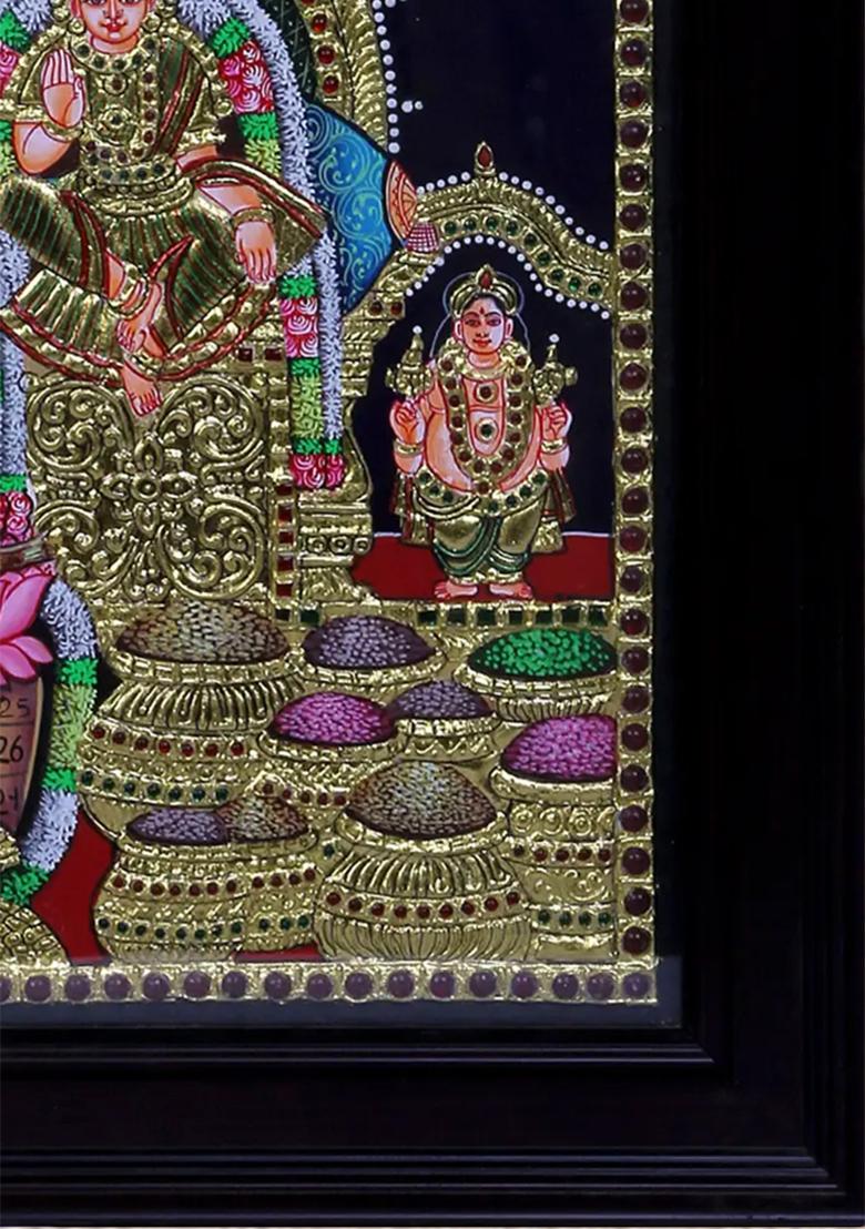 Lord Kubera With Goddess Lakshmi Tanjore Painting