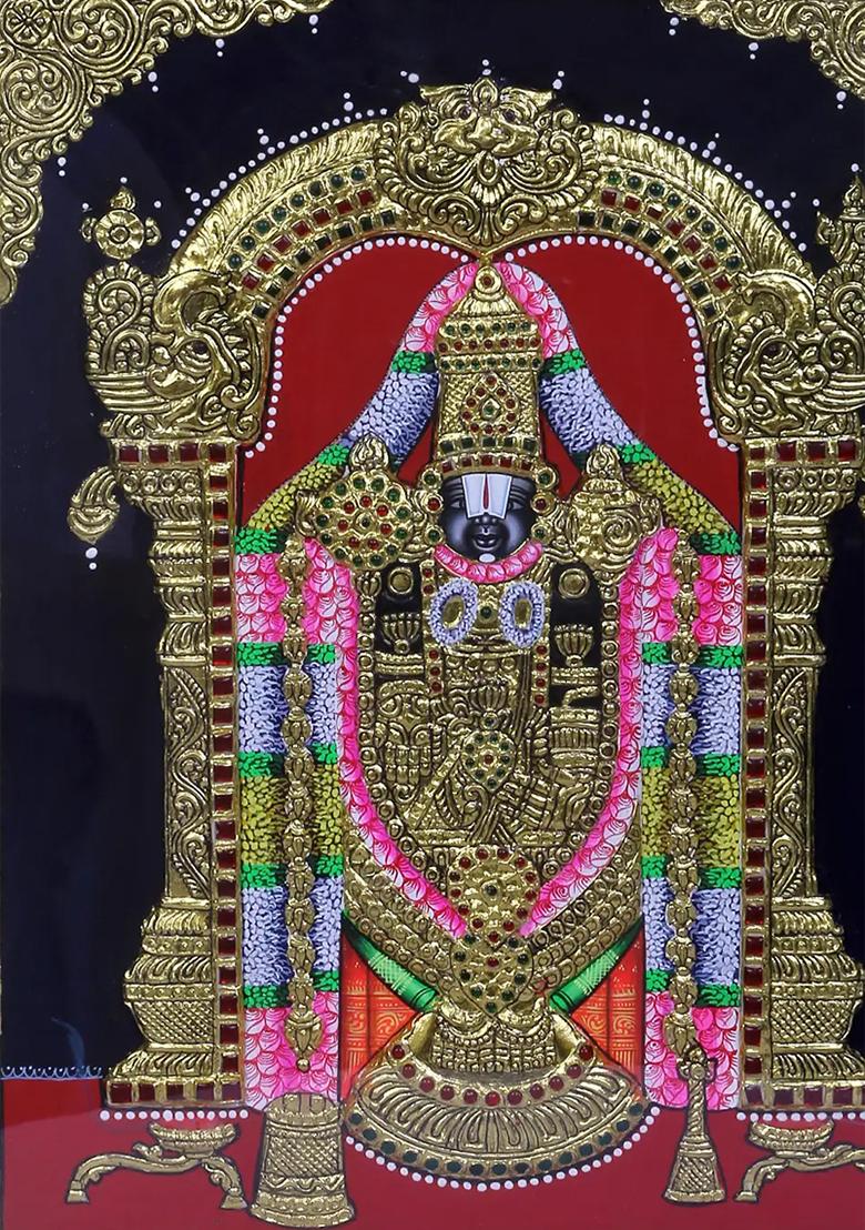 Lord Tirupati Balaji Tanjore Painting 24K Gold