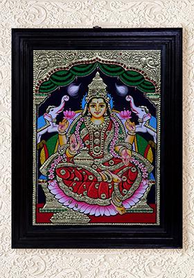 Sacred Gajalakshmi Tanjore Painting
