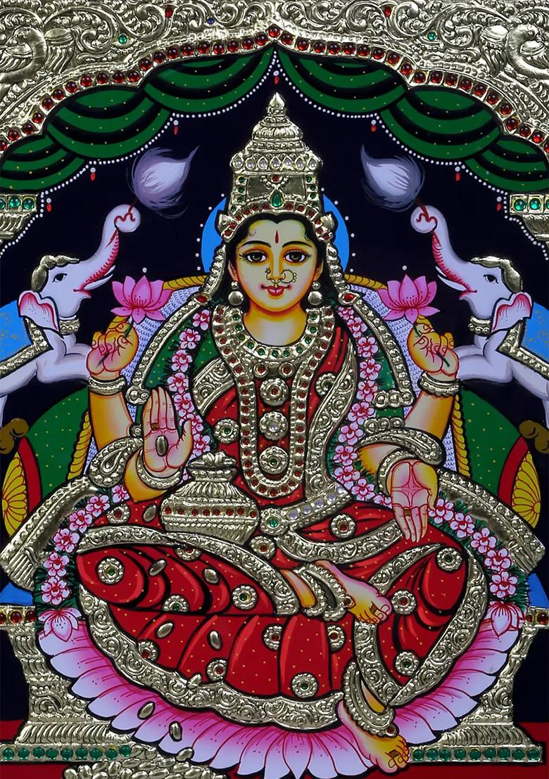 Sacred Gajalakshmi Tanjore Painting