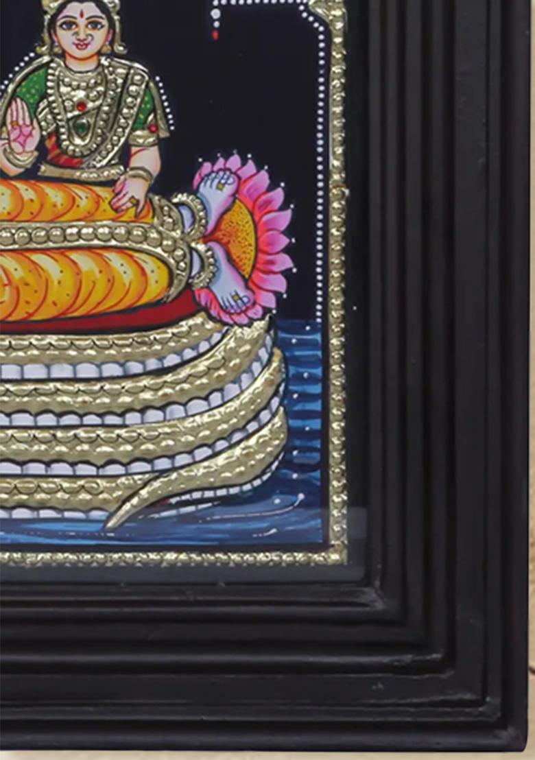 Lord Ranganatha Swamy With Devi Padma Brahma Tanjore Painting