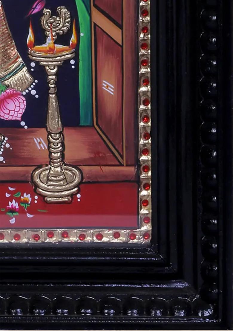 Goddess Lakshmi In Divine Grace Tanjore Painting With 24K Gold