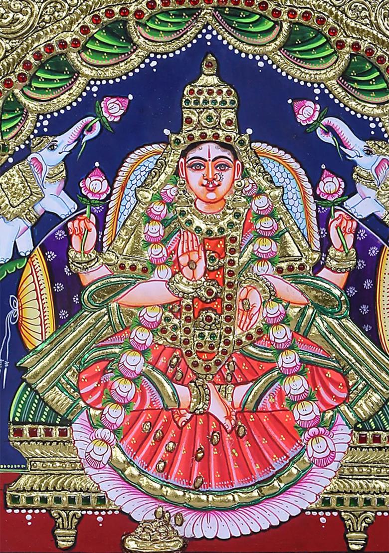 Divine Gajalakshmi Tanjore Painting Blessings