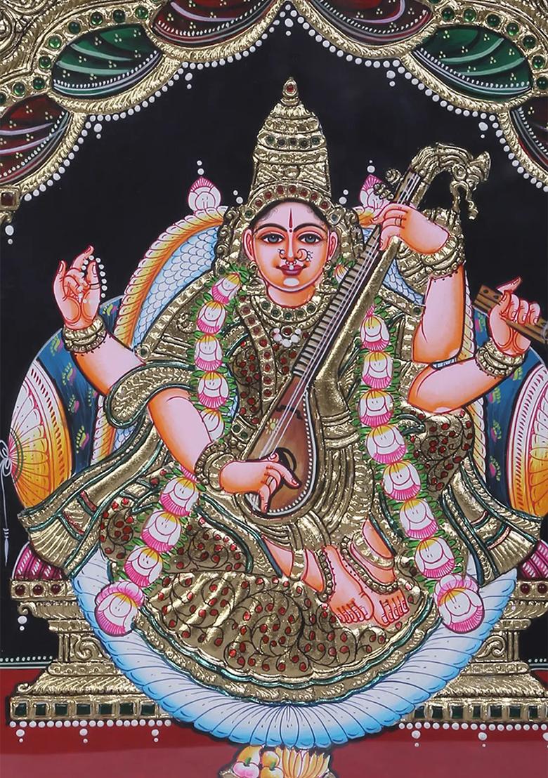 Sacred Saraswati Tanjore Painting