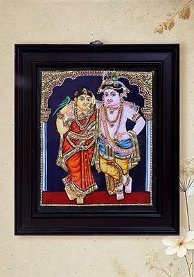 Divine Radha Krishna Tanjore Painting
