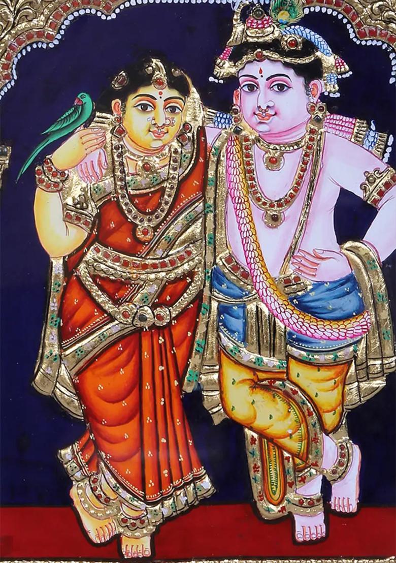 Divine Radha Krishna Tanjore Painting