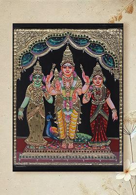 Sacred Lord Murugan Tanjore Painting