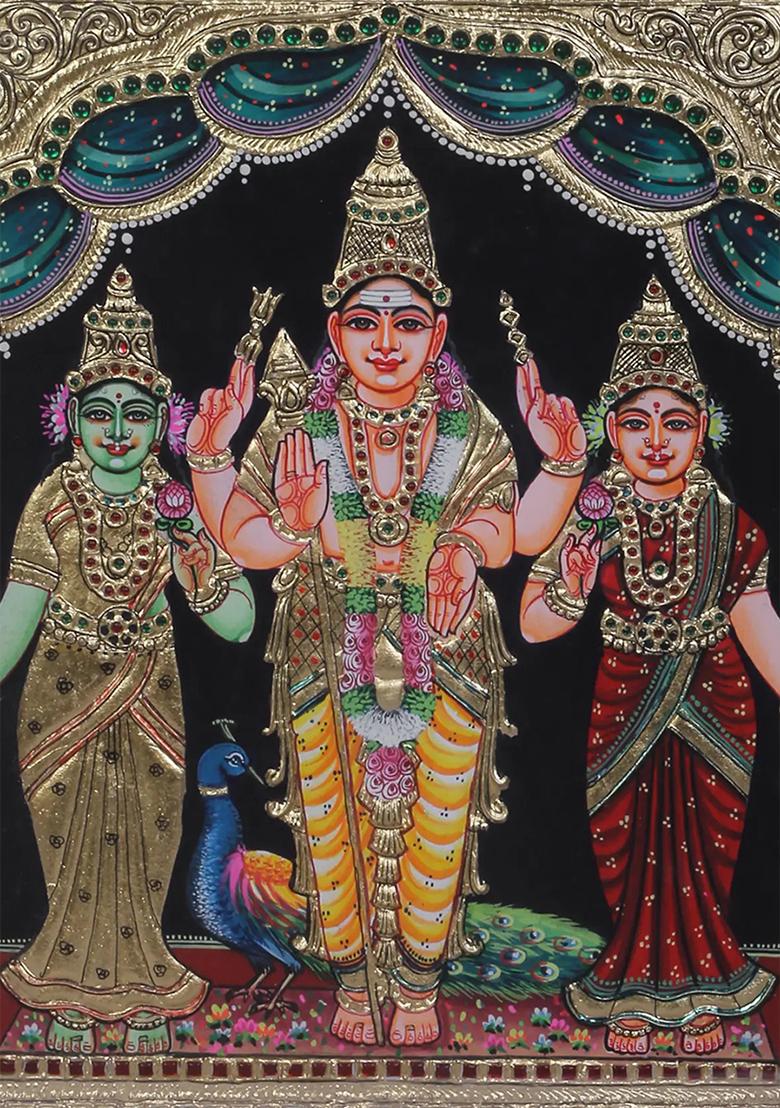 Sacred Lord Murugan Tanjore Painting