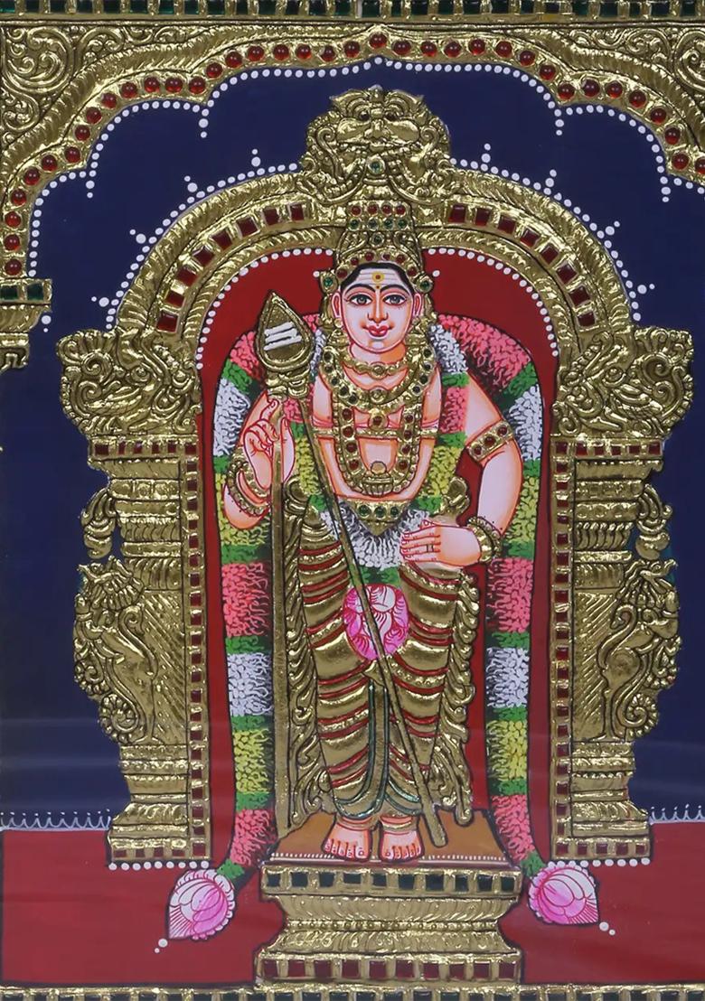 Lord Karttikeya Tanjore Painting