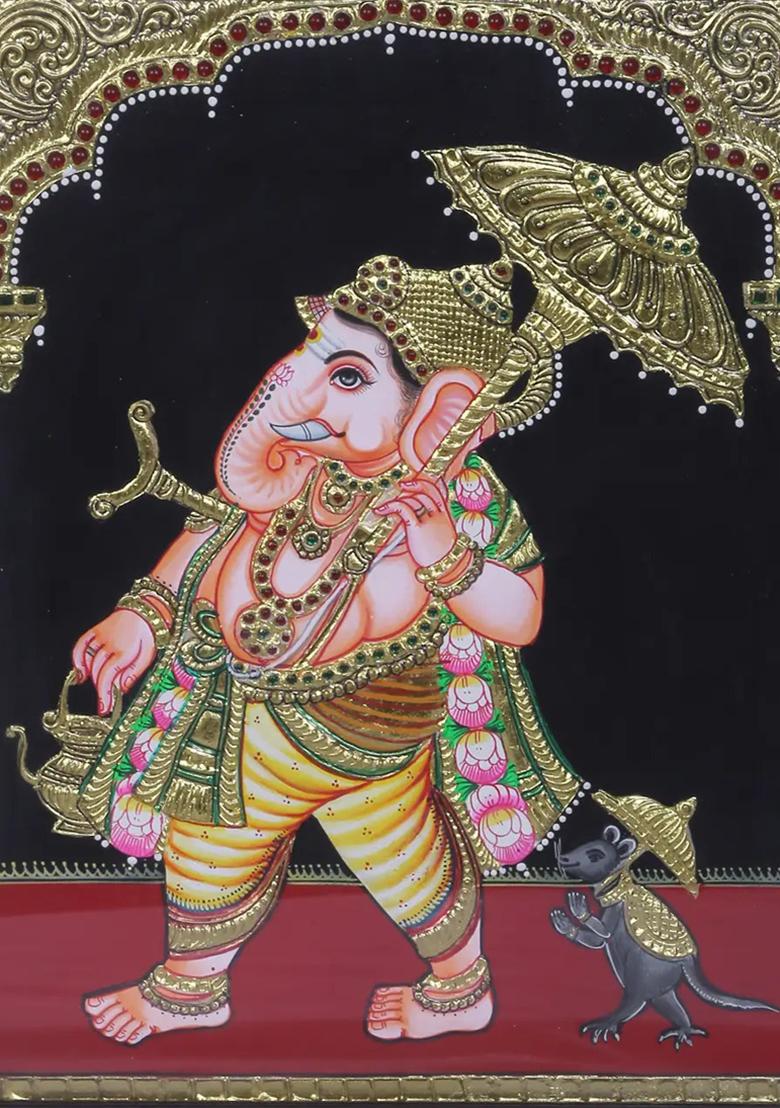 Blessings Of Ganesha Tanjore Painting