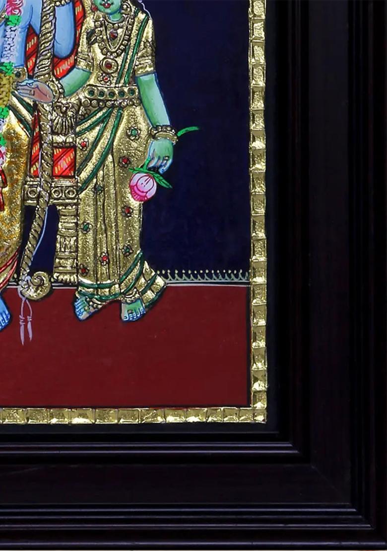 Divine Assembly Of Rama Sita Lakshmana Hanuman Tanjore Painting