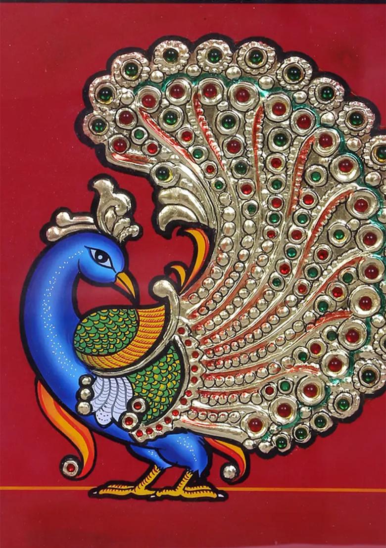Majestic Peacock Tanjore Painting