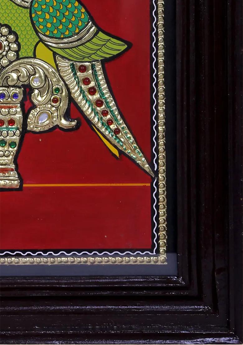 Traditional Tanjore Painting Of Parrots