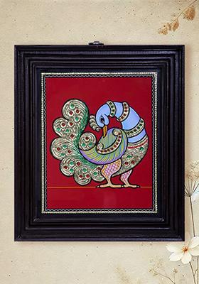 Vibrant Peacock Tanjore Painting