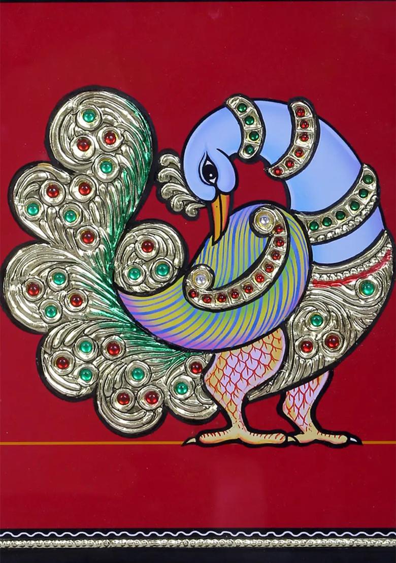 Vibrant Peacock Tanjore Painting