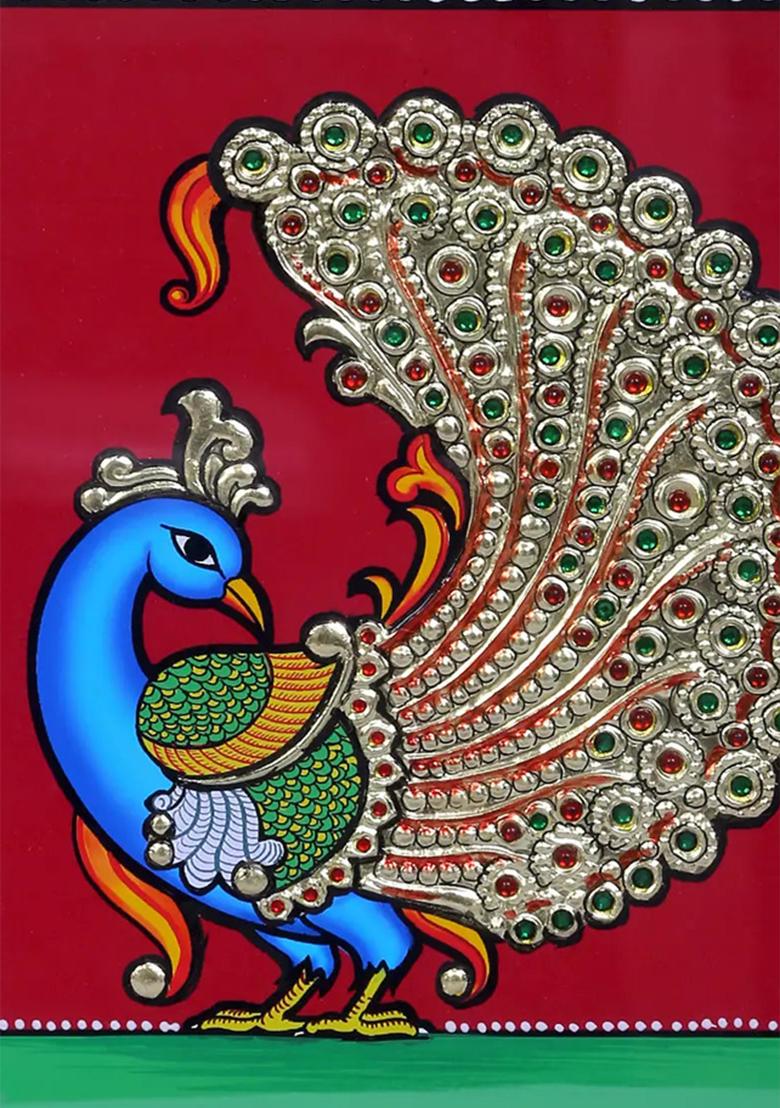 Traditional Peacock Tanjore Painting