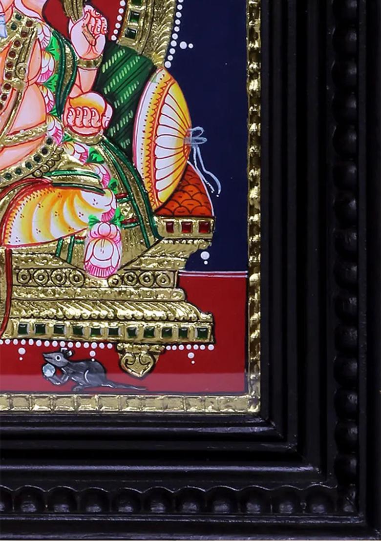 Divine Seated Ganesha Tanjore Painting