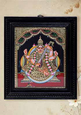 Divine Goddess Saraswati Tanjore Painting