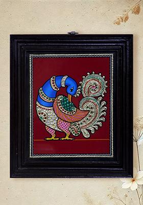 Royal Peacock Tanjore Painting