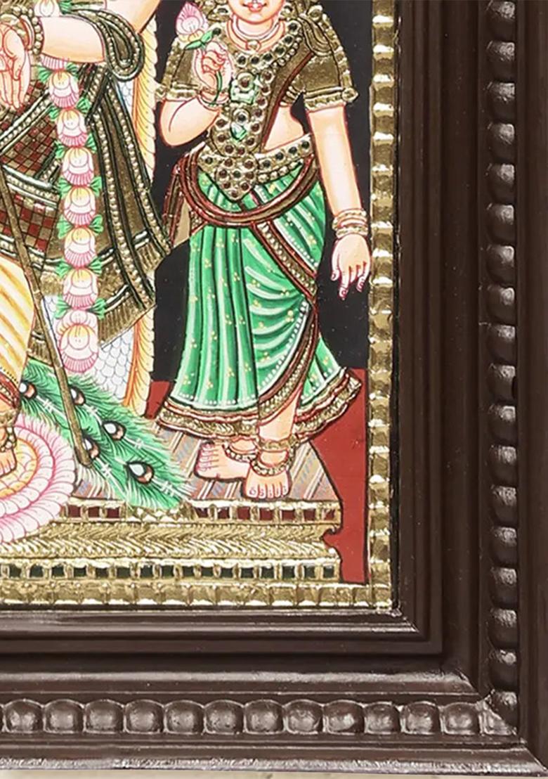 Lord Karttikeya With Devasena Valli Tanjore Painting