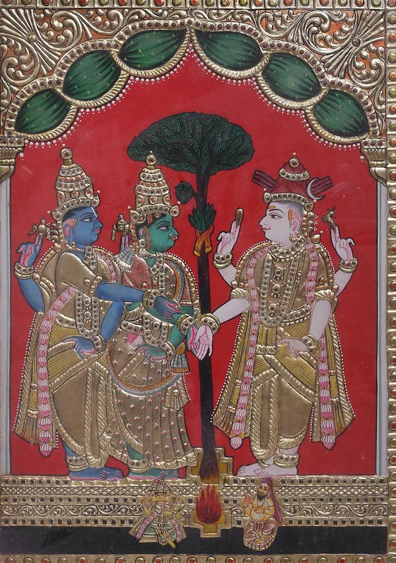 Meenakshi Kalyanam Tanjore Painting