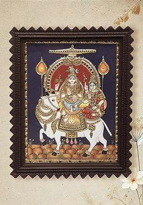 Shiva Parvati Seated On Nandi