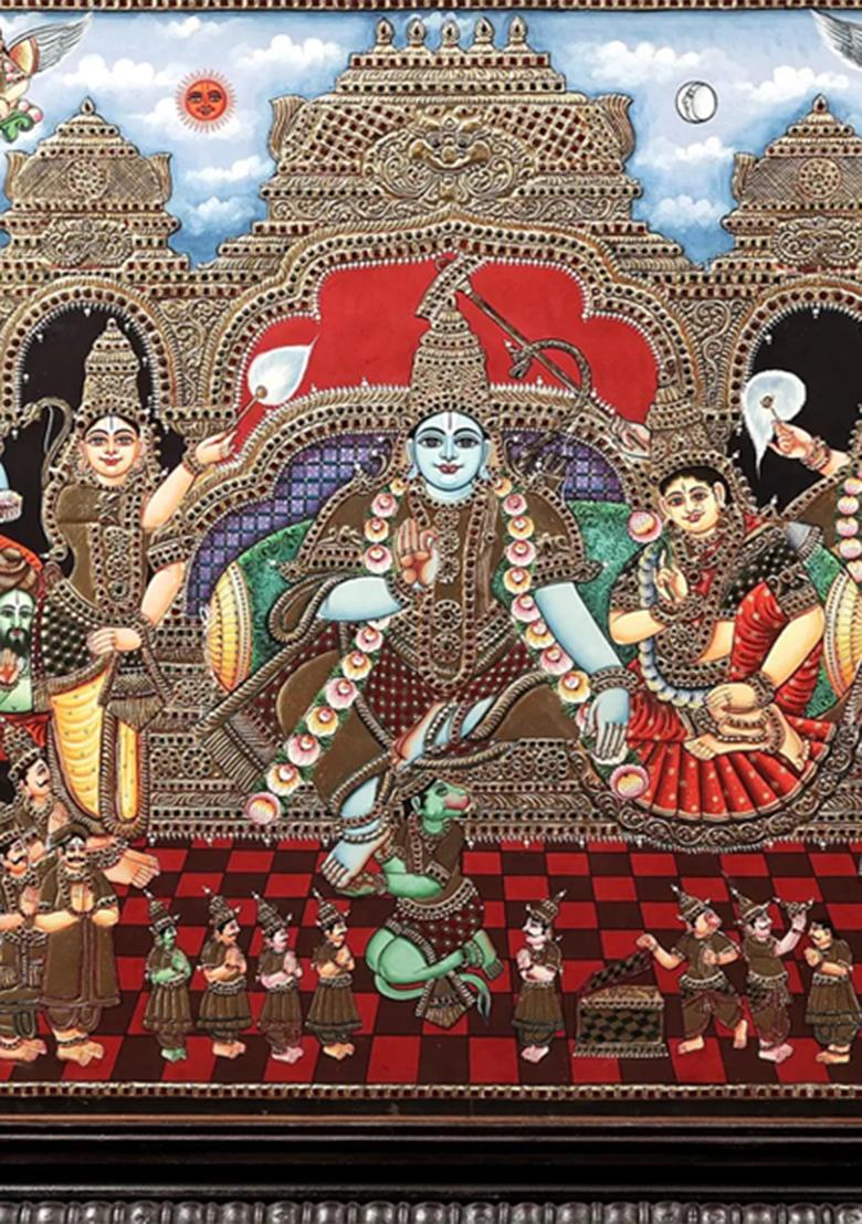 Sri Rama Darbar Tanjore Painting 24K Gold