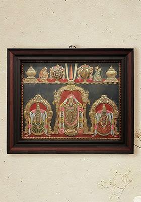 Sri Venkateshvara In Divine Splendor Tanjore Painting