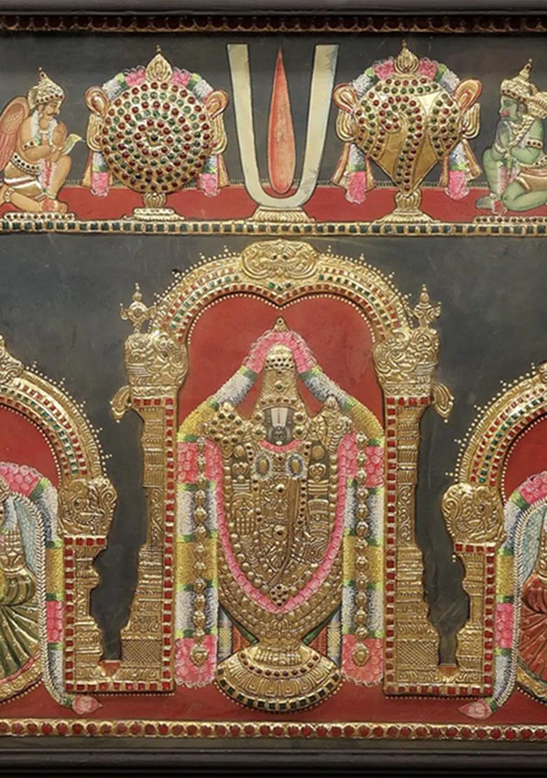 Sri Venkateshvara In Divine Splendor Tanjore Painting