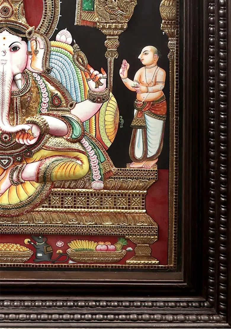 Majestic Tanjore Painting Of Lord Ganesha