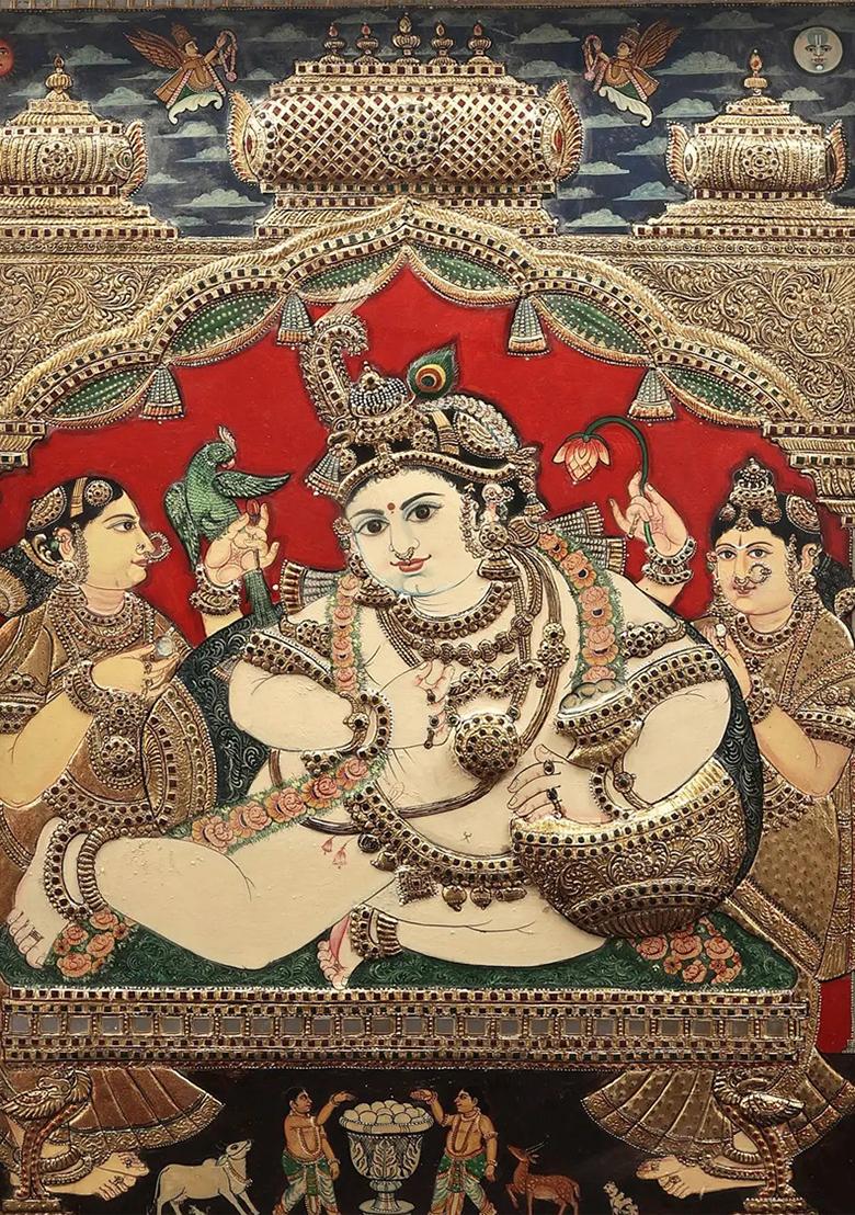 Navaneeta Krishna Tanjore Painting